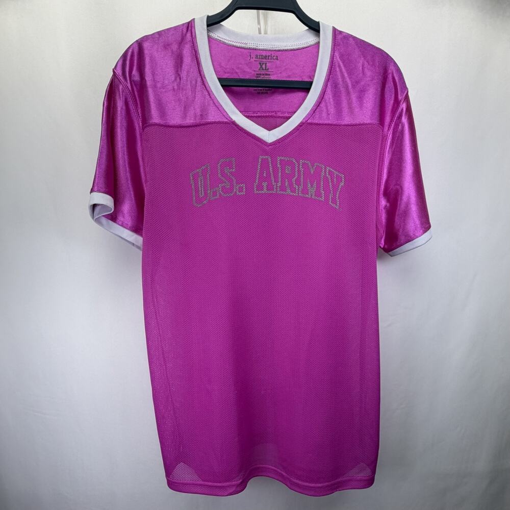 J. America Womens US Army Pink Athletic Shirt XL Mesh